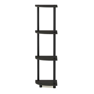 Pemberly Row Turn-N-Tube Wood 4-Tier Corner Display Rack in Espresso/Black