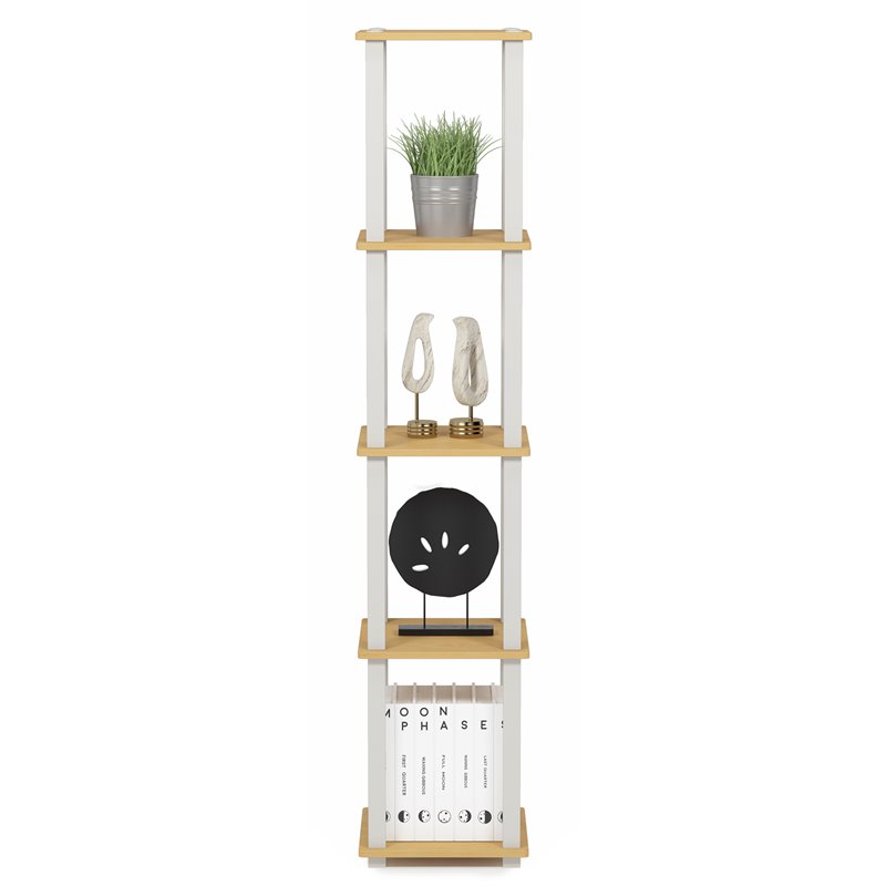 Pemberly Row Turn-S-Tube Wood 5-Tier Corner Rack Display Shelf in Beech/Natural