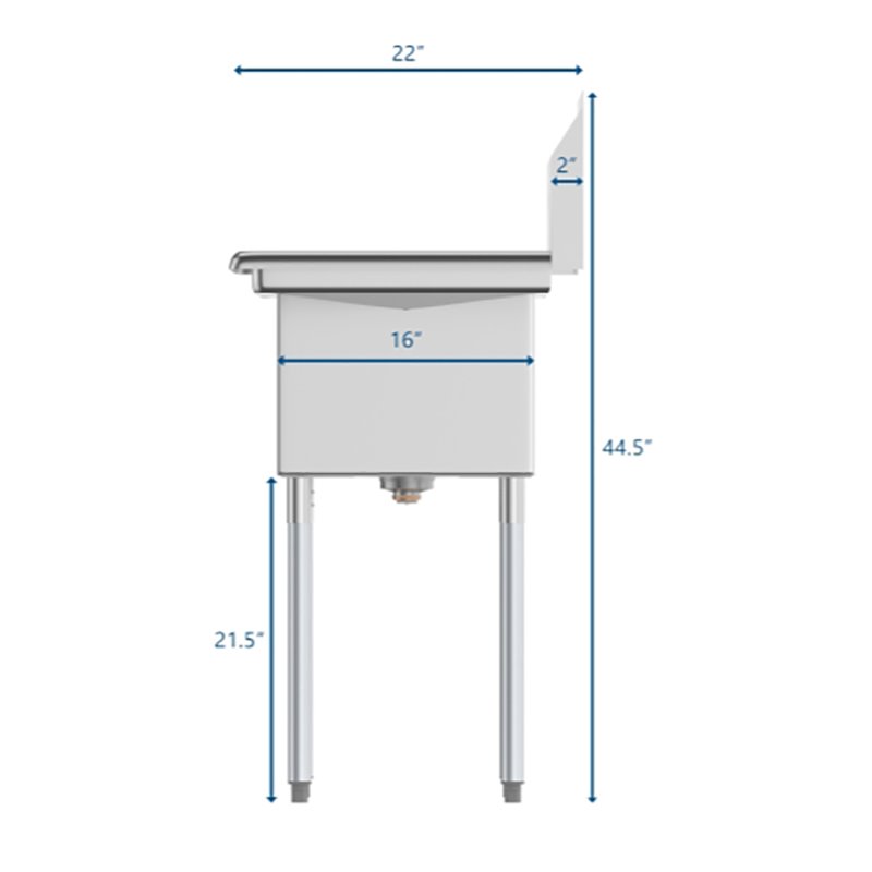Pemberly Row 14x16x11 Stainless Steel Kitchen Prep & Utility Sink in Silver