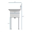Pemberly Row 14x16x11 Stainless Steel Kitchen Prep & Utility Sink in Silver