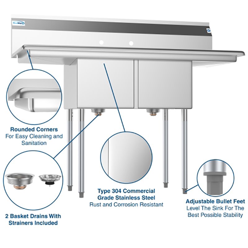Pemberly Row 14x16x11 Stainless Steel Kitchen Prep & Utility Sink in Silver