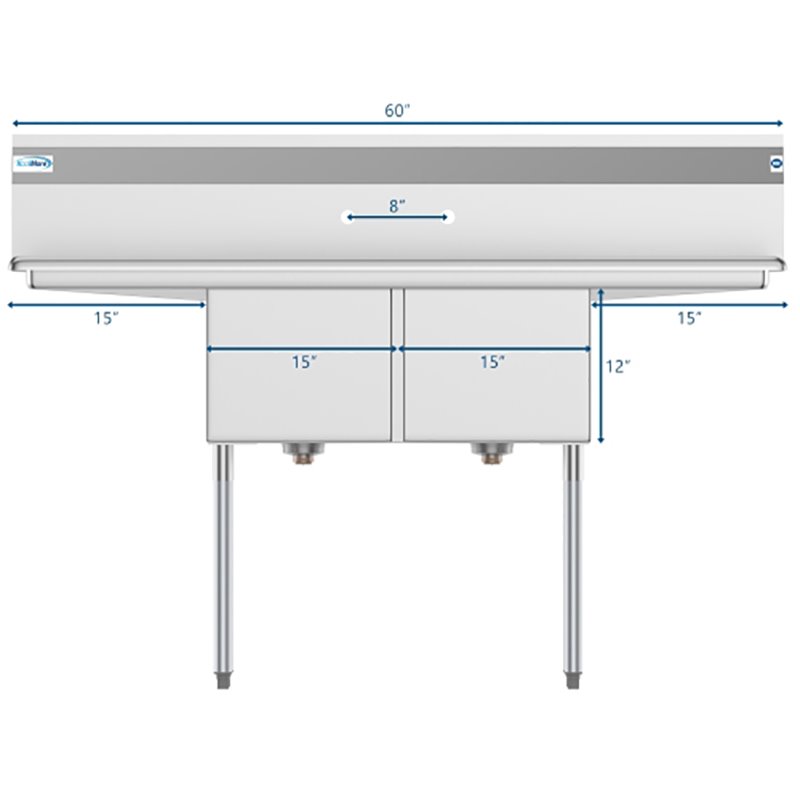 Pemberly Row 15x15x12 Stainless Steel Kitchen Prep & Utility Sink in Silver