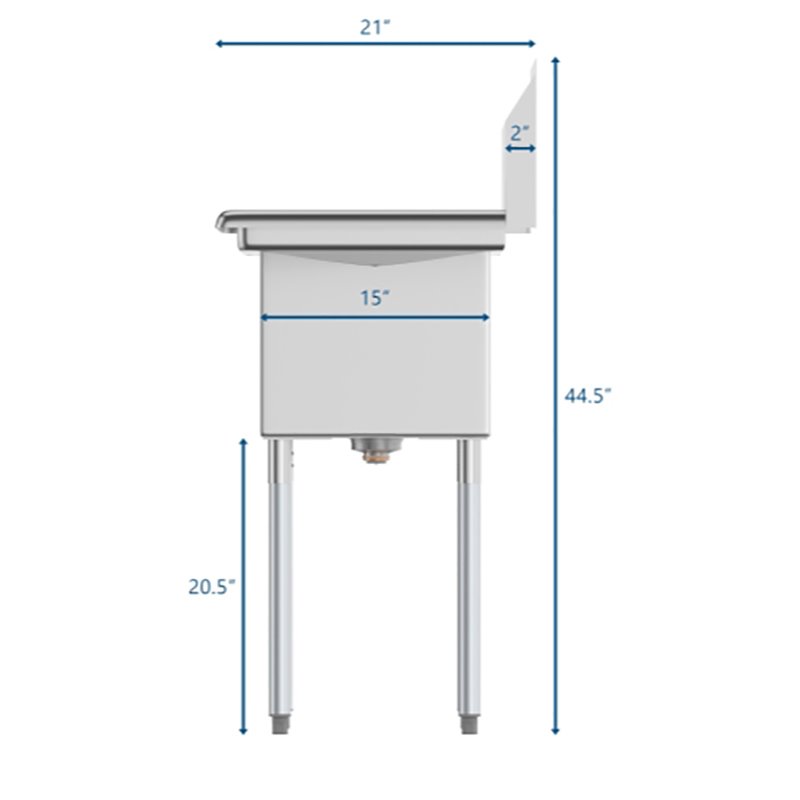 Pemberly Row 15x15x12 Stainless Steel Kitchen Prep & Utility Sink in Silver