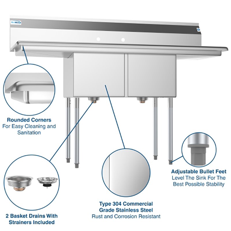 Pemberly Row 15x15x12 Stainless Steel Kitchen Prep & Utility Sink in Silver