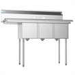 Pemberly Row 12x16x10 Left 3-Compartment Stainless Steel Kitchen Sink in Silver
