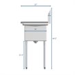 Pemberly Row 12x16x10 Left 3-Compartment Stainless Steel Kitchen Sink in Silver