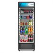Pemberly Row Single Swing Door Aluminum Upright Beverage Refrigerator in Black