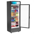 Pemberly Row Single Swing Door Aluminum Upright Beverage Refrigerator in Black