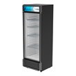 Pemberly Row Single Swing Door Aluminum Upright Beverage Refrigerator in Black