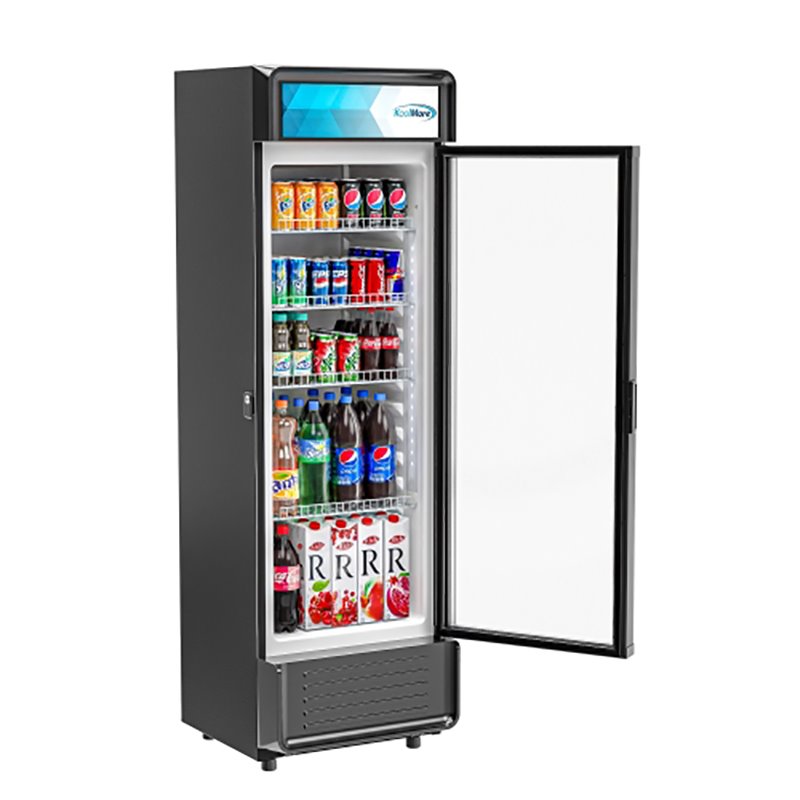 Pemberly Row 1 Glass Door Display Refrigerator Merchandiser in Black
