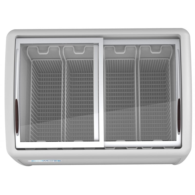 Pemberly Row Metal Ice Cream Freezer Display Case with 4 Storage Baskets - White