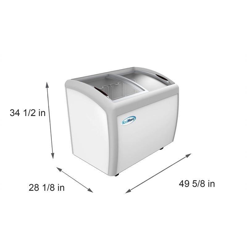 Pemberly Row Metal Ice Cream Freezer Display Case with 4 Storage Baskets - White