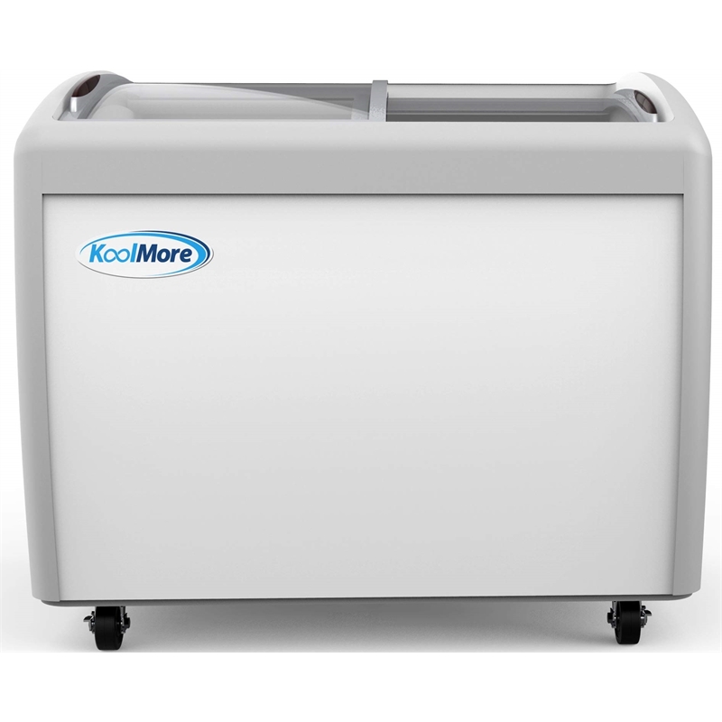 Pemberly Row Metal Ice Cream Freezer Display Case with 4 Storage Baskets - White