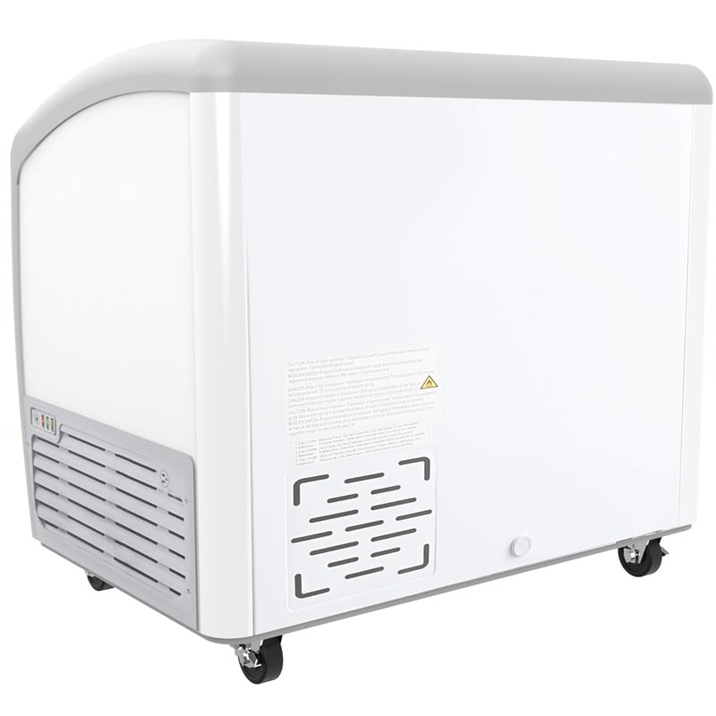 Pemberly Row Metal Ice Cream Freezer Display Case with 4 Storage Baskets - White