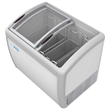 Pemberly Row Metal Ice Cream Freezer Display Case with 4 Storage Baskets - White