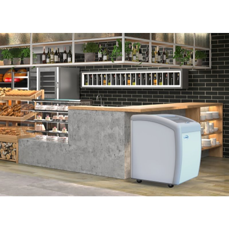 Pemberly Row Metal Ice Cream Freezer Display Case with 2 Storage Baskets - White