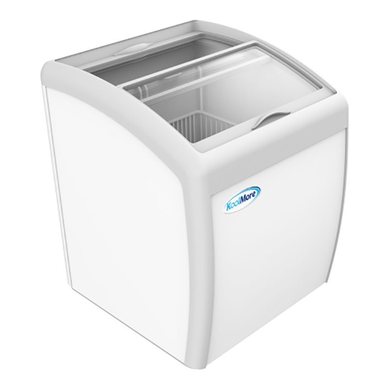 Pemberly Row Metal Ice Cream Freezer Display Case with 2 Storage Baskets - White