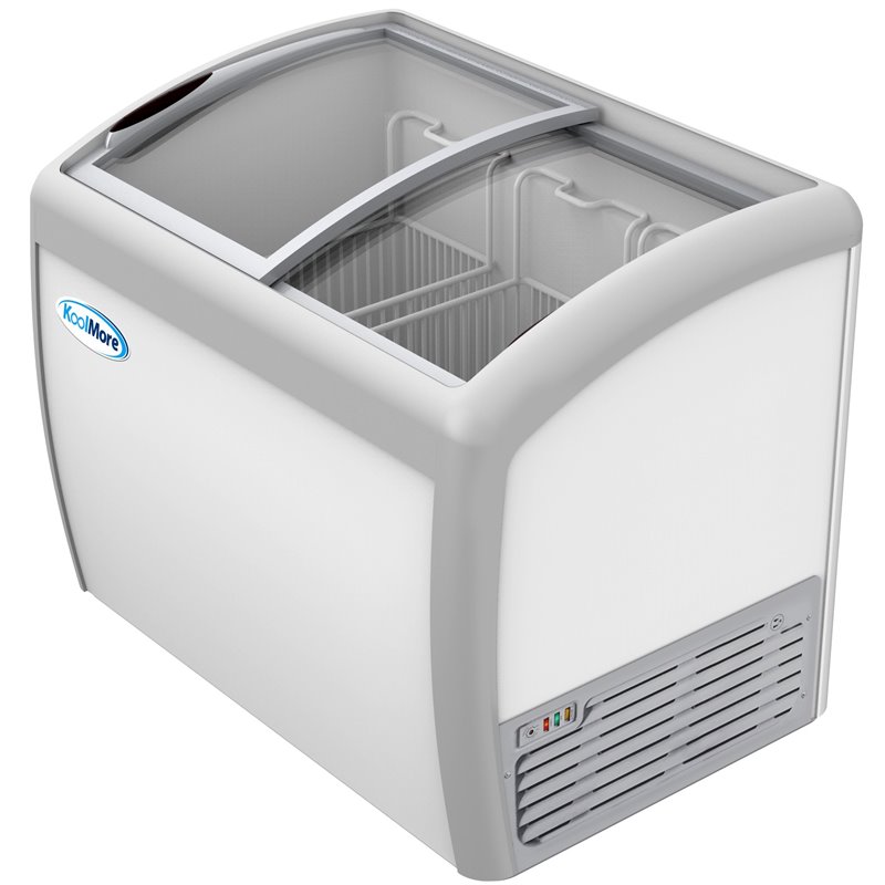 Pemberly Row Metal Ice Cream Freezer Display Case with 3 Storage Baskets - White