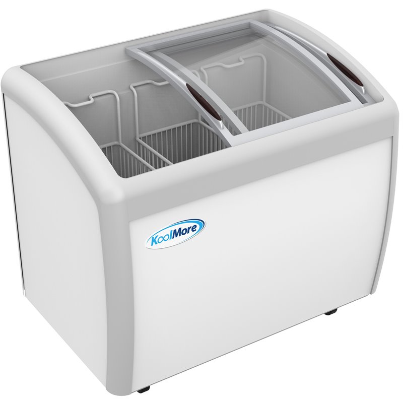 Pemberly Row Metal Ice Cream Freezer Display Case with 3 Storage Baskets - White