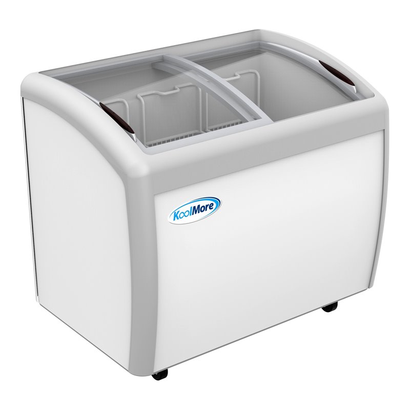 Pemberly Row Metal Ice Cream Freezer Display Case with 3 Storage Baskets - White