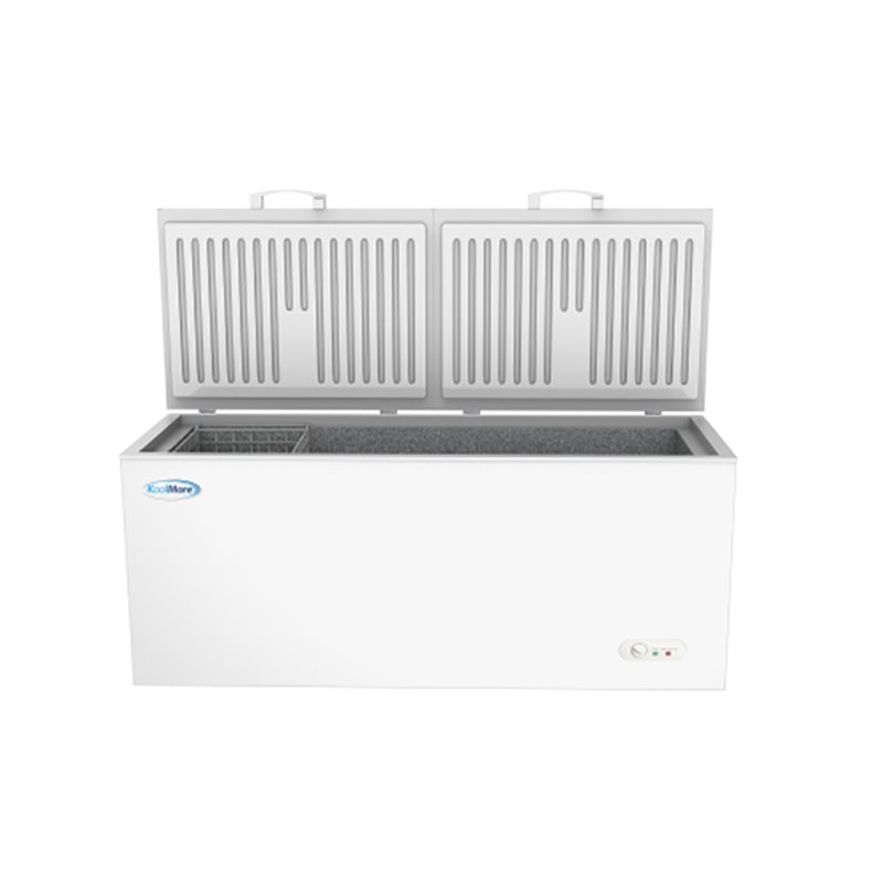 Pemberly Row Metal Deep Chest Freezer with Two Wire Baskets in White