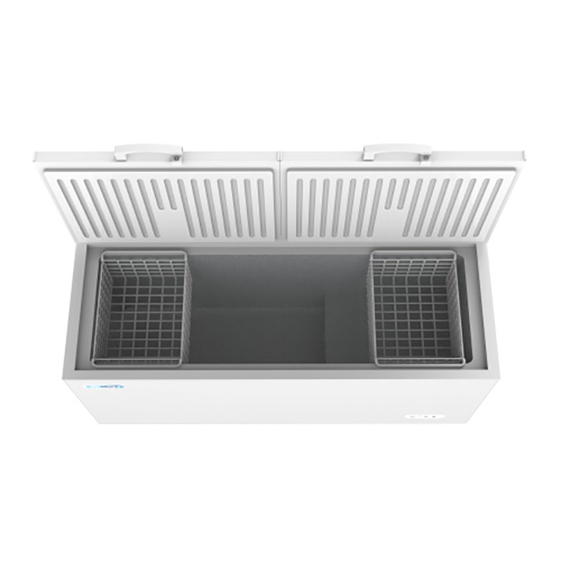 Pemberly Row Metal Deep Chest Freezer with Two Wire Baskets in White
