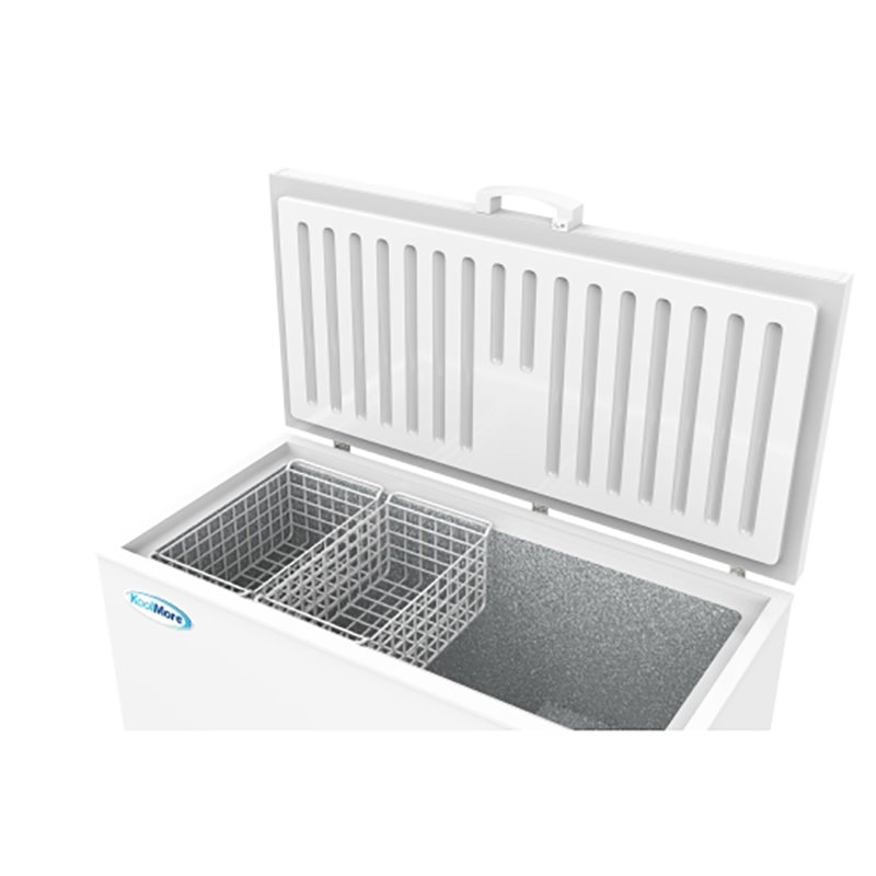 Pemberly Row Metal Deep Chest Freezer with Two Wire Baskets in White