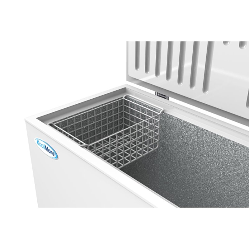 Pemberly Row Metal Deep Chest Freezer with Two Wire Baskets in White