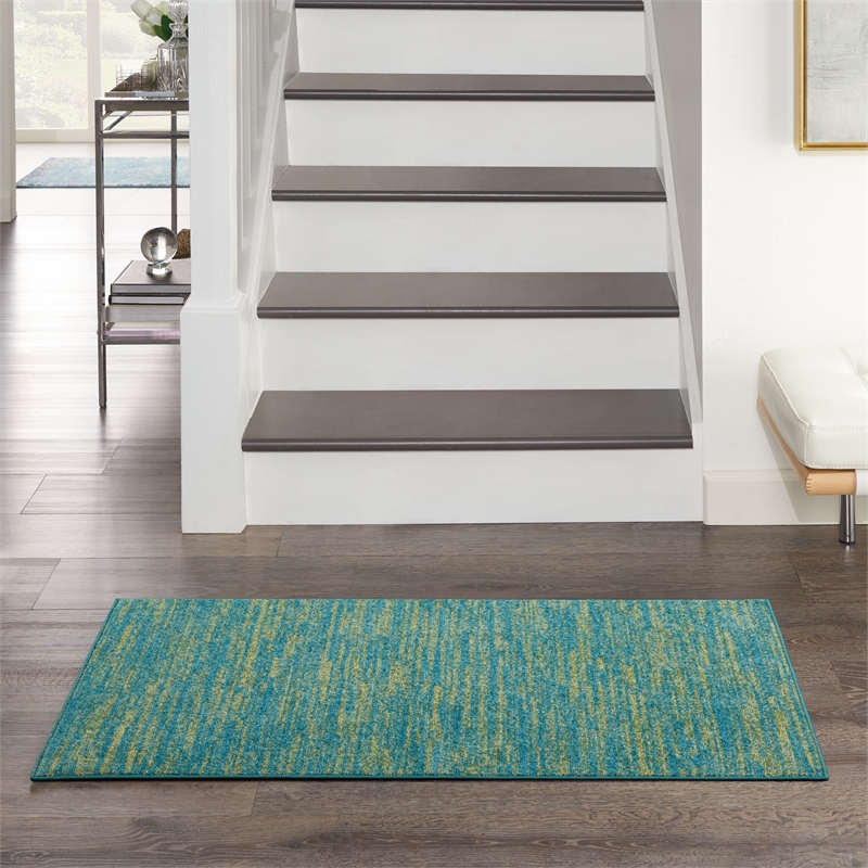 Pemberly Row 2' x 4' Blue Green Fabric Outdoor Area Rug (2' x 4')