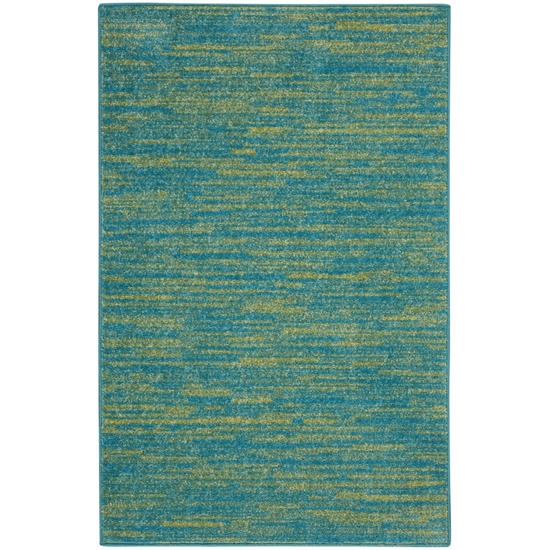 Pemberly Row 2' x 4' Blue Green Fabric Outdoor Area Rug (2' x 4')