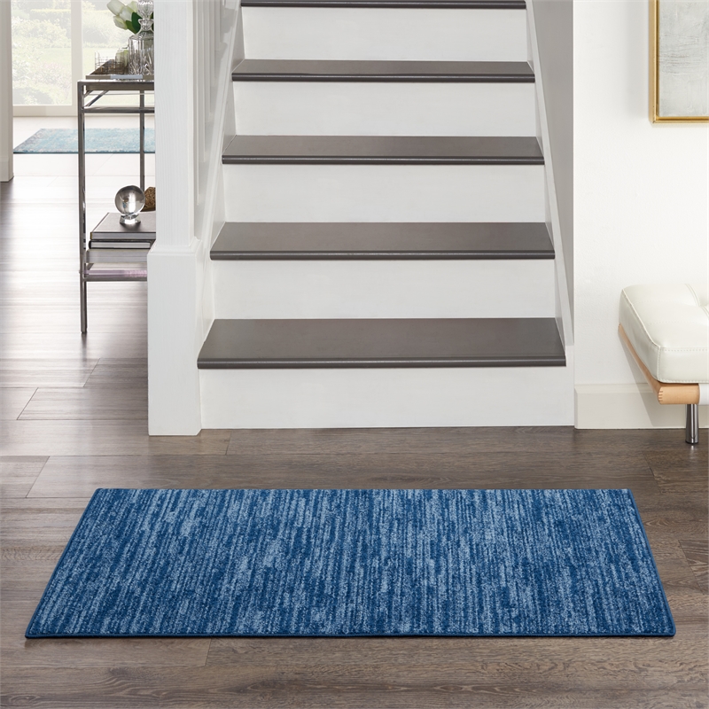 Pemberly Row 2' x 4' Navy Blue Fabric Outdoor Area Rug (2' x 4')
