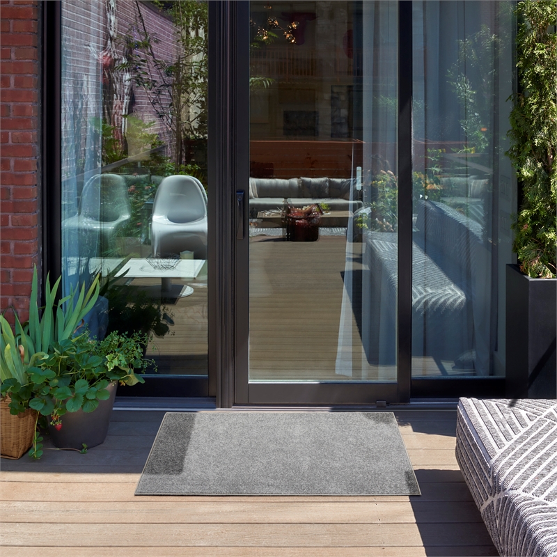 Pemberly Row 2' x 4' Silver Gray Fabric Outdoor Area Rug (2' x 4')