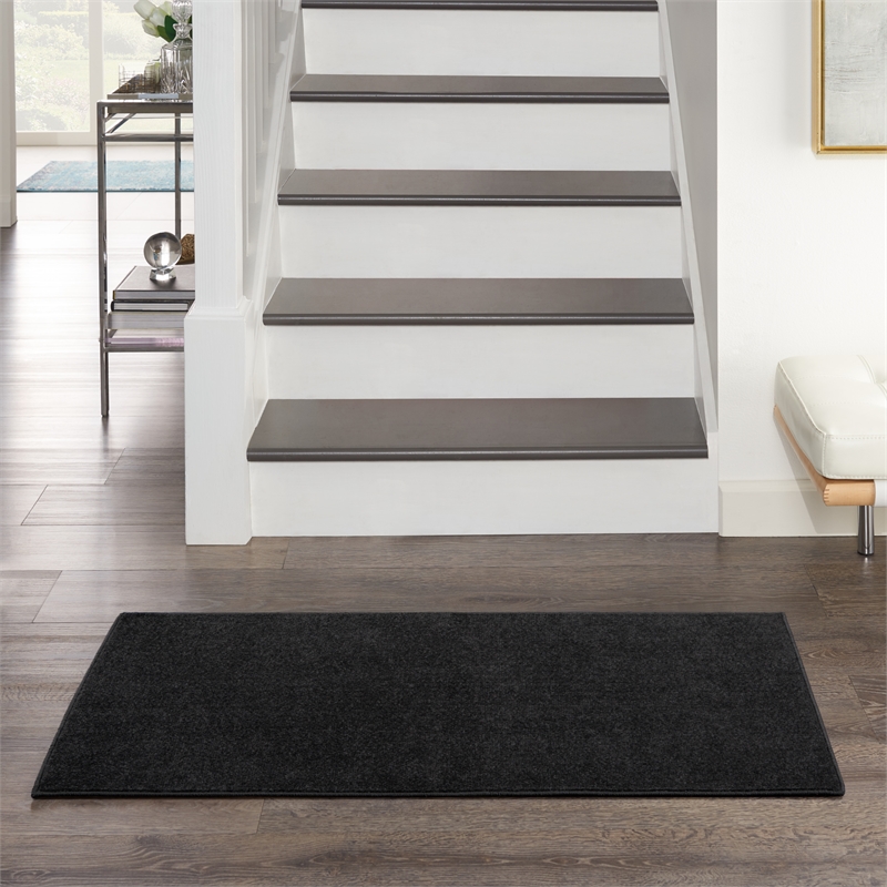 Pemberly Row 2' x 4' Black Fabric Outdoor Area Rug (2' x 4')