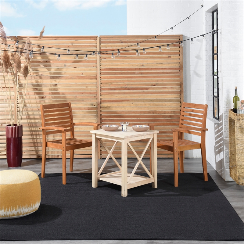 Pemberly Row 5' x Square Black Fabric Outdoor Area Rug (5' Square)
