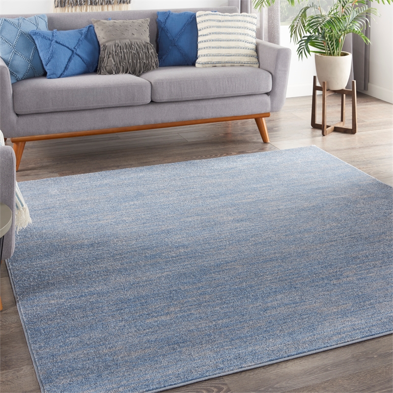 Pemberly Row 5' x Square Blue Gray Fabric Outdoor Area Rug (5' Square)