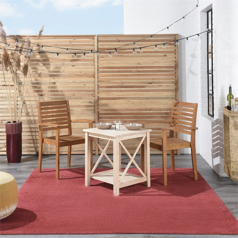 Pemberly Row 7' x Square Brick Red Fabric Outdoor Area Rug (7' Square)