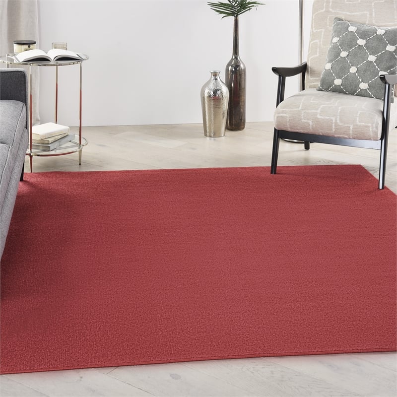 Pemberly Row 7' x Square Brick Red Fabric Outdoor Area Rug (7' Square)