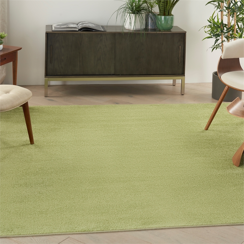 Pemberly Row 7' x Square Green Fabric Outdoor Area Rug (7' Square)