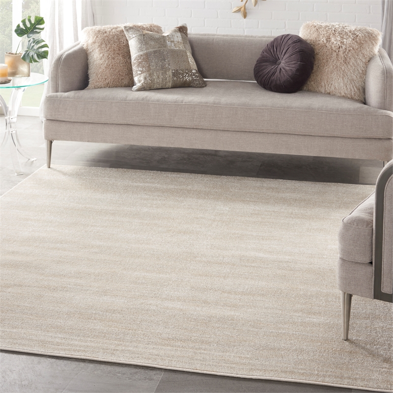 Pemberly Row 7' x Square Ivory Beige Fabric Outdoor Area Rug (7' Square)