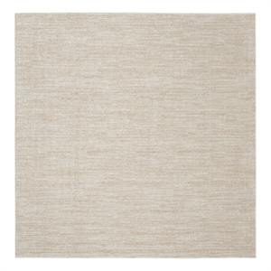 Pemberly Row 7' x Square Ivory Beige Fabric Outdoor Area Rug (7' Square)