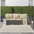 Pemberly Row 7' x Square Ivory Beige Fabric Outdoor Area Rug (7' Square)