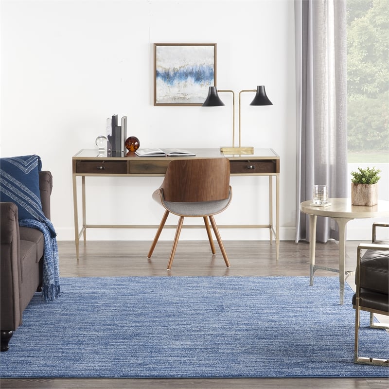 Pemberly Row 7' x Square Navy Blue Fabric Outdoor Area Rug (7' Square)