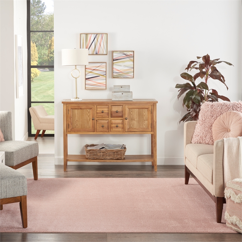 Pemberly Row 7' x Square Pink Fabric Outdoor Area Rug (7' Square)