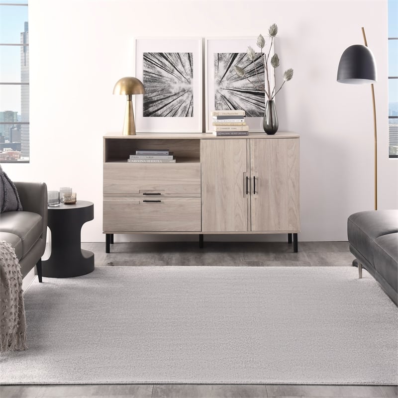 Pemberly Row 7' x Square Silver Gray Fabric Outdoor Area Rug (7' Square)