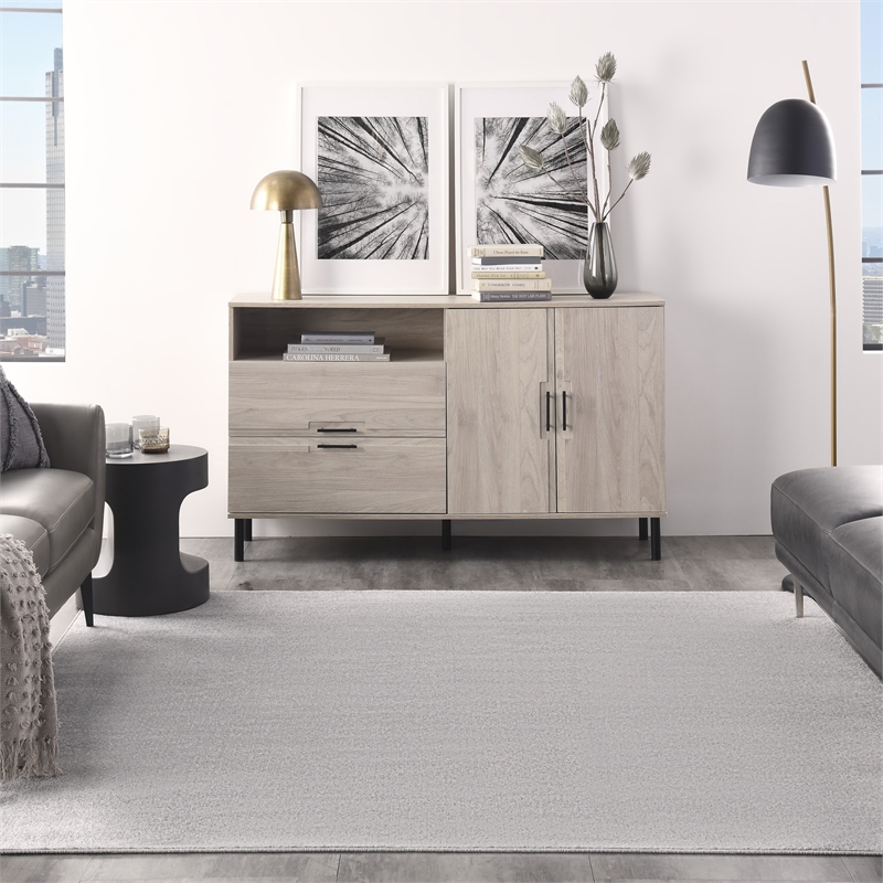 Pemberly Row 7' x Square Silver Gray Fabric Outdoor Area Rug (7' Square)