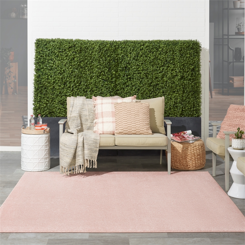 Pemberly Row 5' x Square Pink Fabric Outdoor Area Rug (5' Square)