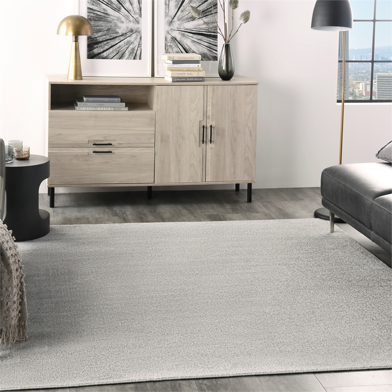 Pemberly Row 5' x Square Silver Gray Fabric Outdoor Area Rug (5' Square)