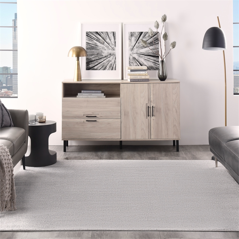 Pemberly Row 5' x Square Silver Gray Fabric Outdoor Area Rug (5' Square)