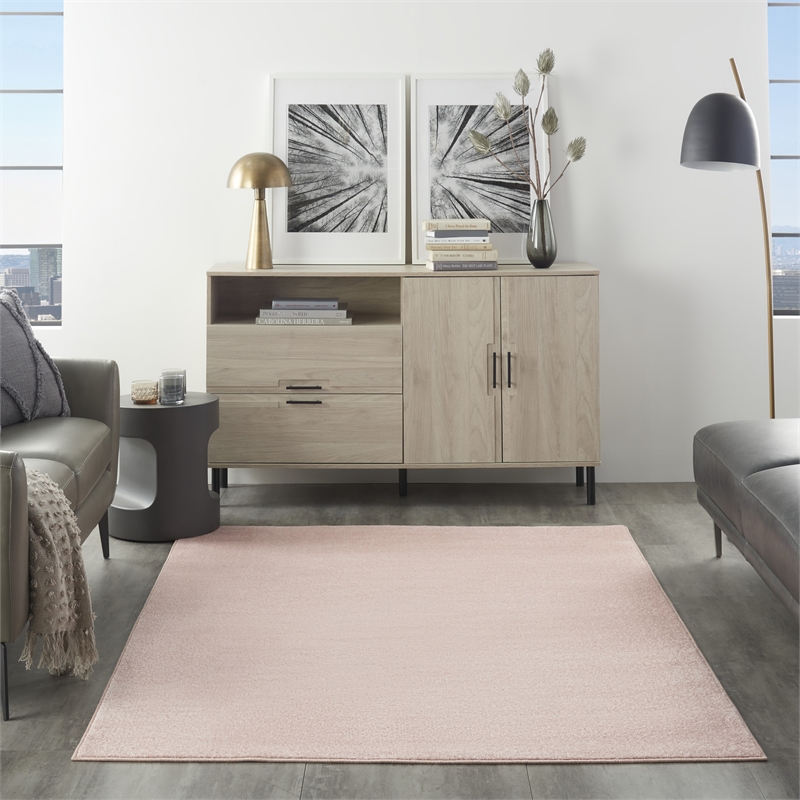 Pemberly Row Contemporary 4' x 6' Pink Fabric Outdoor Area Rug (4' x 6')