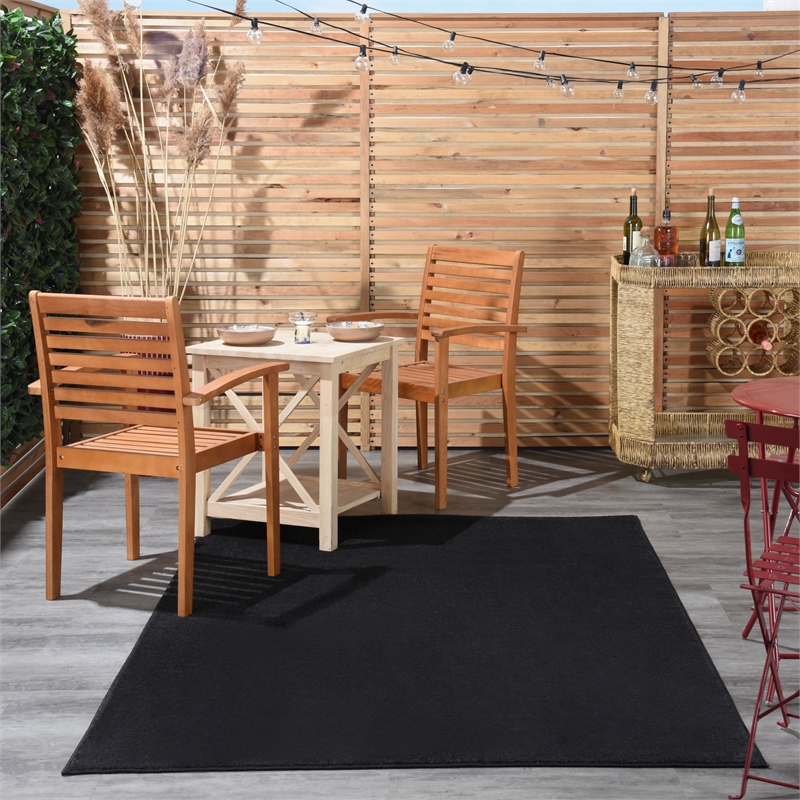 Pemberly Row 6' x 9' Black Fabric Outdoor Area Rug (6' x 9')